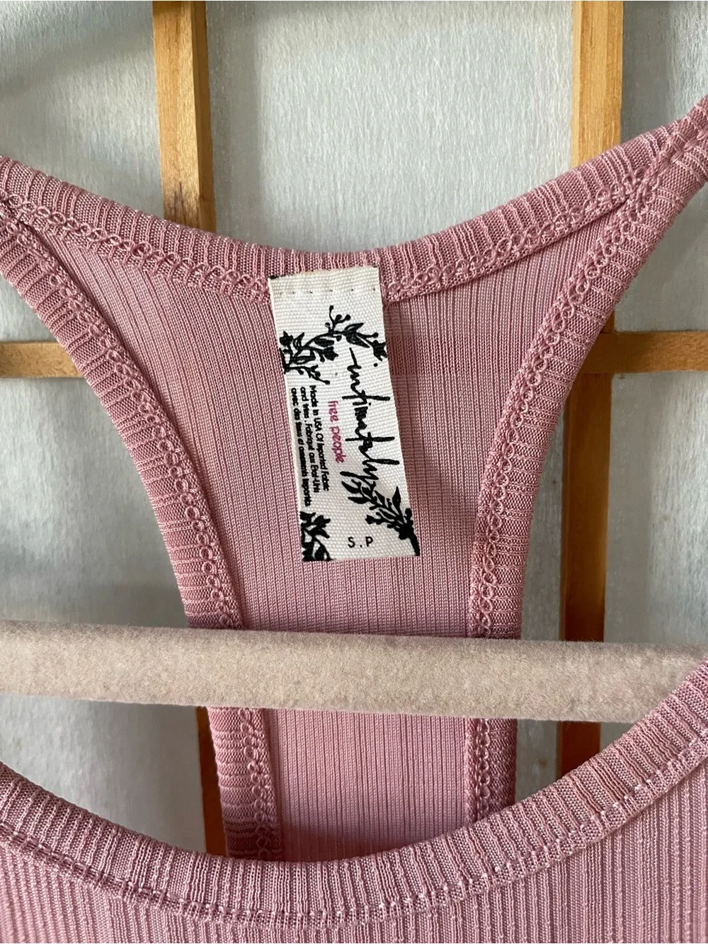 Free People Pink/Rose Tank Ribbed High Neck Racerback Tank Top
